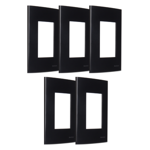 Kit 5 Placa 4x2 3 Postos Ebony Preta Sleek Margirius Cor:preto