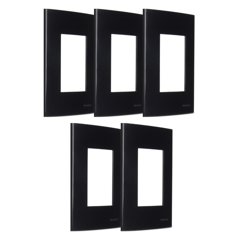 Kit 5 Placa 4x2 3 Postos Ebony Preta Sleek Margirius Cor:preto
