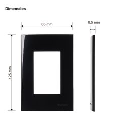 Kit 5 Placa 4x2 3 Postos Ebony Preta Sleek Margirius Cor:preto - 4