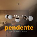 Ver imagem 2 de Lustre Pendente de Teto Jabuticaba de Alumínio Bronze com 5 Globos Vidro Fosco Decoração Casa