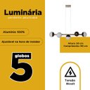 Ver imagem 4 de Lustre Pendente de Teto Jabuticaba de Alumínio Bronze com 5 Globos Vidro Fosco Decoração Casa