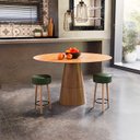 Ver imagem 3 de Kit 2 Bancos Banqueta Paris Couro Verde Mesa Gourmet Pés Madeira Mz Decor