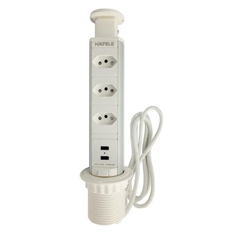 Torre Embutir Móveis 3 Tomadas de 20a Cada 2 Usb-a Branca