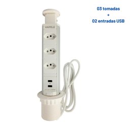 Torre Embutir Móveis 3 Tomadas de 20a Cada 2 Usb-a Branca - 6