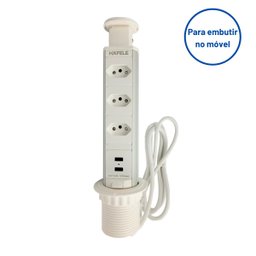 Torre Embutir Móveis 3 Tomadas de 20a Cada 2 Usb-a Branca - 4