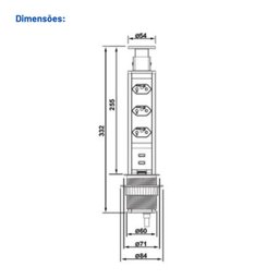 Torre Embutir Móveis 3 Tomadas de 20a Cada 2 Usb-a Branca - 2