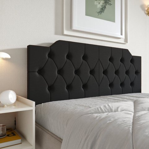 Cabeceira Painel Estofada Queen Capitonê Luxo Dobrável Capela Fixação na Parede:Preto