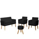 Ver imagem 1 de 1 Namoradeira 2 Poltronas Decorativa Mais Puff Resistente para Recepção Confortável Sala de Espera