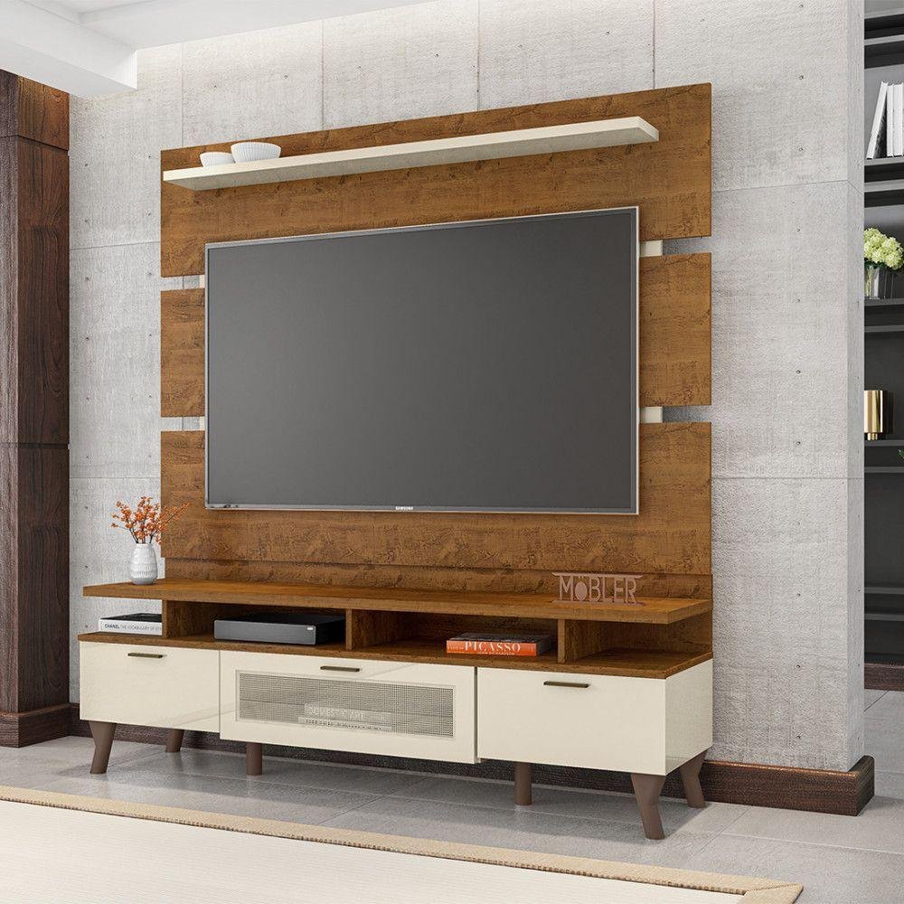 Tv Rack Arcade Bancada Rack Mobler Para Tv Arcade 1.6 Nature/off White | MadeiraMadeira