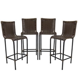 4 Banquetas Diplomata Em Fibra Sintética Artesanal Para Bar, Bancada, Balcão, Lanchonete - Argila - 1