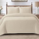 Ver imagem 2 de Cobre Leito Queen Analu Micropercal 300 Fios Dupla Face Texturizado 3 Peças - Bege - 100% Poliéster