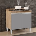 Ver imagem 2 de Balcão para Cooktop 80cm 2 Portas Flórida Castanho/Cinza - Lumil Móveis
