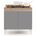 Ver imagem 7 de Balcão para Cooktop 80cm 2 Portas Flórida Castanho/Cinza - Lumil Móveis