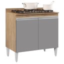 Ver imagem 1 de Balcão para Cooktop 80cm 2 Portas Flórida Castanho/Cinza - Lumil Móveis