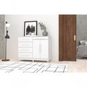 Ver imagem 4 de Cômoda Huelva 5 Gavetas 2 Portas MDP Puxador MDF Branco Mobiliart