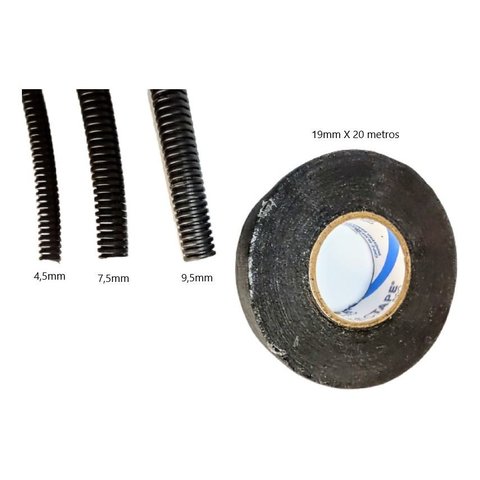 Kit 15m Tubo Espaguete Corrugado Auto + Fita P/chicote