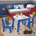 Ver imagem 1 de Conjunto de Mesa com 2 Cadeiras Infantil em Mdf Diana - Branco com Azul