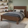 Cama Lopas Quarto Casal 140 cm Athenas Com Cabeceira Marrom Madeira Escuro - 1