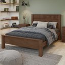 Ver imagem 1 de Cama Lopas Quarto Casal 140 cm Athenas Com Cabeceira Marrom Madeira Escuro