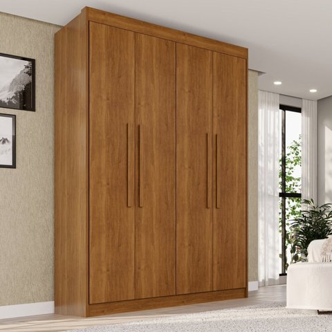 Guarda-Roupa 4 Portas 3 Gavetas 100% MDF Veneza Marrom/Cinamomo