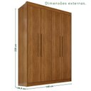 Ver imagem 3 de Guarda-Roupa 4 Portas 3 Gavetas 100% MDF Veneza Marrom/Cinamomo