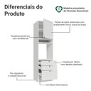 Ver imagem 3 de Torre Quente 60 Cm 1 Porta 3 Gavetas Branco Vik Madesa Branco