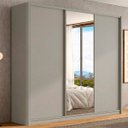 Ver imagem 1 de Roupeiro Bend Mdf 276cm 3 Portas com Espelho Lateral Curva Grigio C830