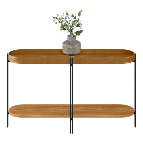 Buffet Aparador Isi Nature Fosco e Couro Caramelo 139x79 Cm - D’Rossi