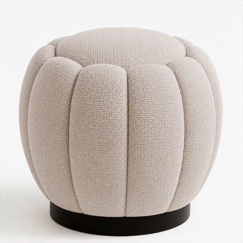 Puff Redondo 48cm Joy Linho Bege - Sallar Home