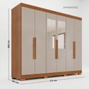 Ver imagem 4 de Guarda-Roupa Casal Malta 6 Portas 2 Gavetas com Pés e Espelhos Yescasa