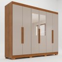 Ver imagem 3 de Guarda-Roupa Casal Malta 6 Portas 2 Gavetas com Pés e Espelhos Yescasa