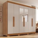 Ver imagem 1 de Guarda-Roupa Casal Malta 6 Portas 2 Gavetas com Pés e Espelhos Yescasa