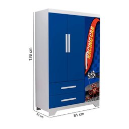 Conjunto Quarto Carro Infantil Cama e Guarda Roupas Meninos:azul - 4