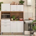Ver imagem 2 de Kit Cozinha Compacta 6 Portas e 2 Gavetas Amêndola/ Branco