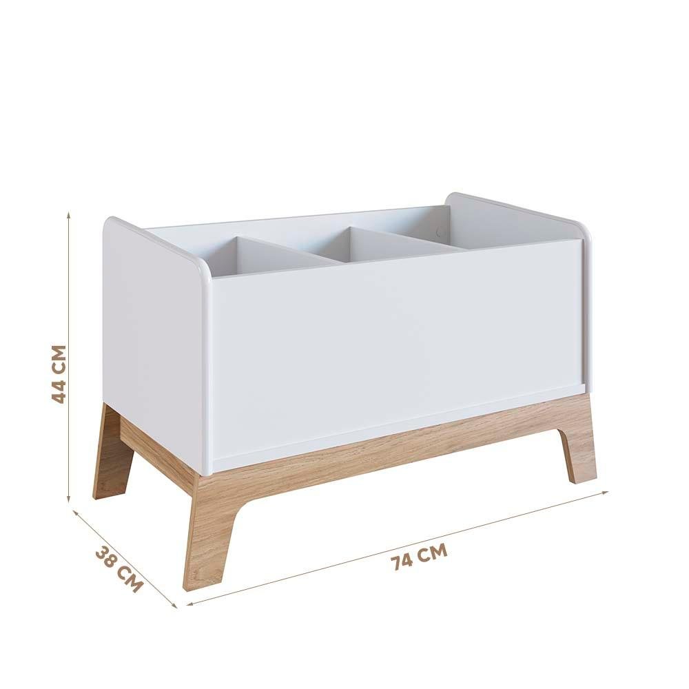 Organizador de Brinquedos com 3 Repartições 74cm X 38cm Branco Jessie Completa Móveis - 4