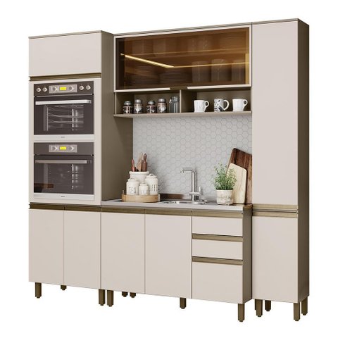 Cozinha Modulada Connect 4 Peças Duna/cristal com Torre Quente 2 Fornos - Móveis Henn