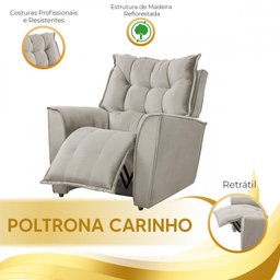 Poltrona da Mamãe para Sala Reclinavel Carinho Veludo Marfim - 7