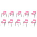 Ver imagem 2 de Kit 10 Cadeiras Infantil Iso, Escola, Base Cinza- Rosa