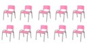 Ver imagem 2 de Kit 10 Cadeiras Infantil Iso, Escola, Base Cinza- Rosa