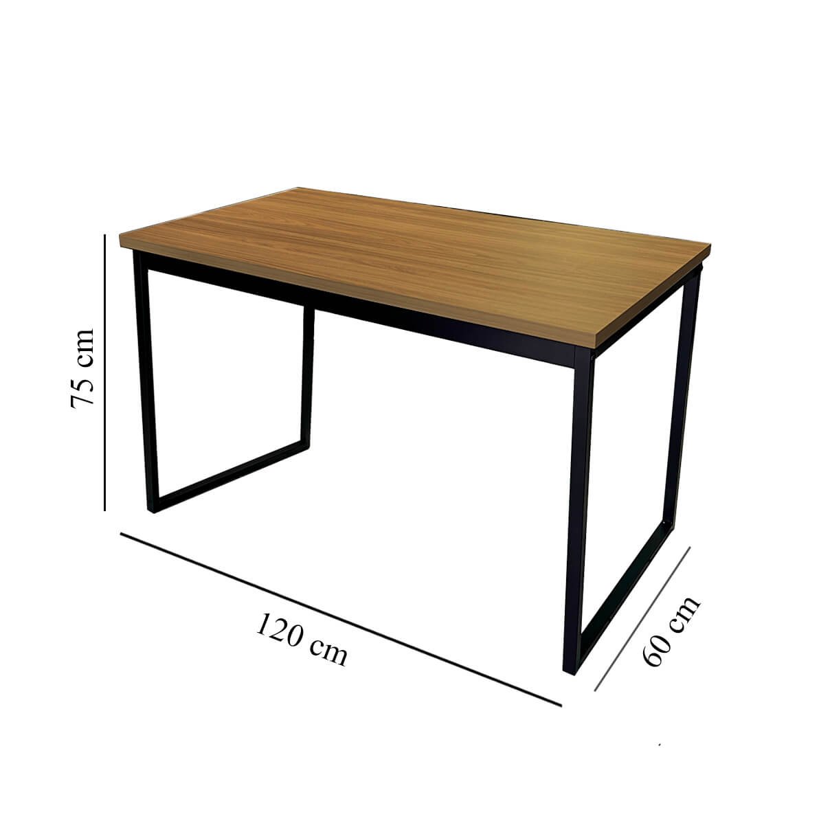 Mesa Escrivaninha Office Tampo Grosso 25mm Industrial 1,20m Nogal/preto Realme - 3
