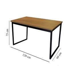 Mesa Escrivaninha Office Tampo Grosso 25mm Industrial 1,20m Nogal/preto Realme - 3