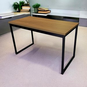 Mesa Escrivaninha Office Tampo Grosso 25mm Industrial 1,20m Nogal/preto Realme