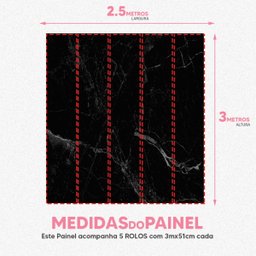 Papel de Parede Painel 3D Mármore Preto 2,5M Vinilico Revestimento Auto Colante Brilho Marmorizado - 5