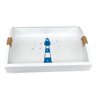 Bandeja Branca Farol em Madeira 35x25 Cm Decoração Náutica Praia - 2