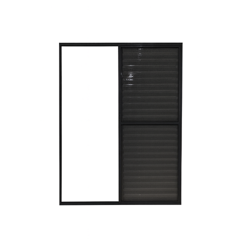 Porta Balcão 3 Folhas Móveis Aluminio Preto C/ Trinco 2,10x1,50