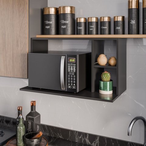 Suporte para Microondas Laila Preto Maderatto Móveis
