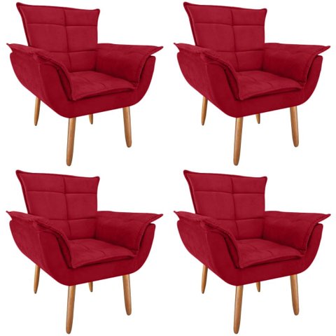Kit 4 Poltronas Opala GatMagazine-Suede Marsala