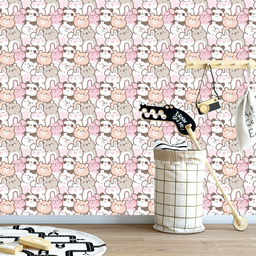 Papel de Parede Adesivo Desenho de Ursinhos e Coelhos 18m - 5