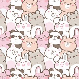 Papel de Parede Adesivo Desenho de Ursinhos e Coelhos 18m - 1