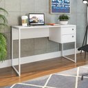 Ver imagem 1 de Mesa Escrivaninha Industrial 120cm 2 Gavetas Nubia Branco Z54 - Mpozenato